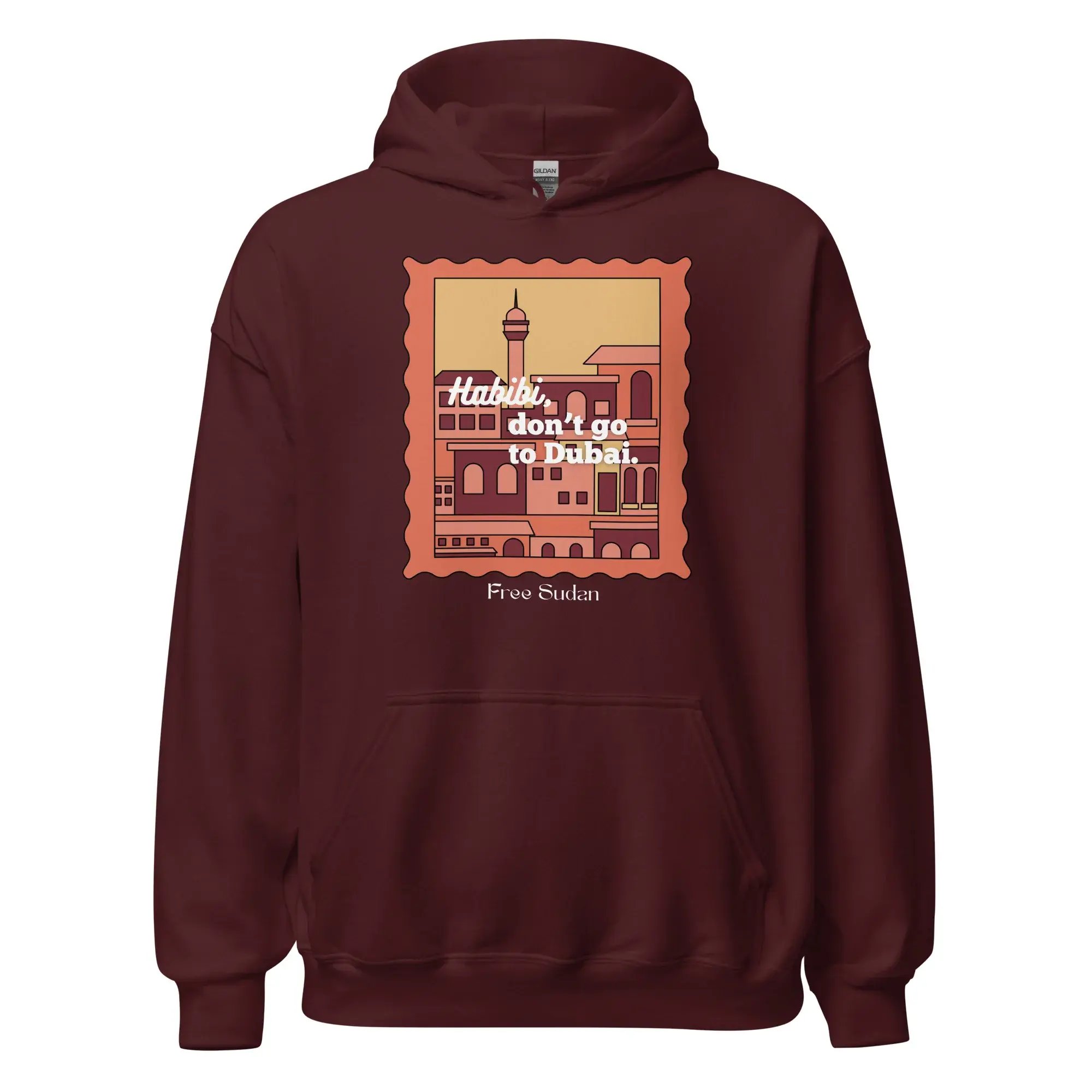 Habibi don't go to Dubai maroon hoodie från RFA Apparel
